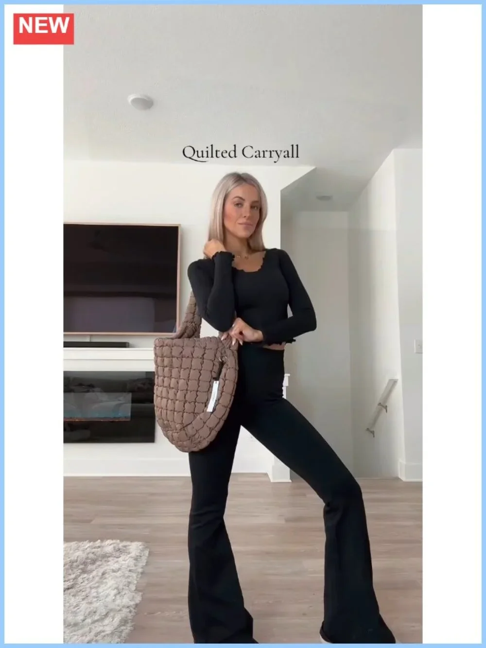 Quilted Carryall Tote Bag Women Crossbody Hobo Lightweight Padded Shoulder Bag